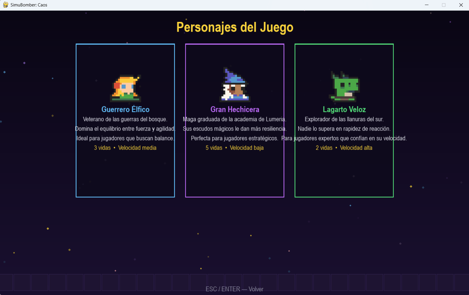 SimuBomber Caos Simulation - Personajes